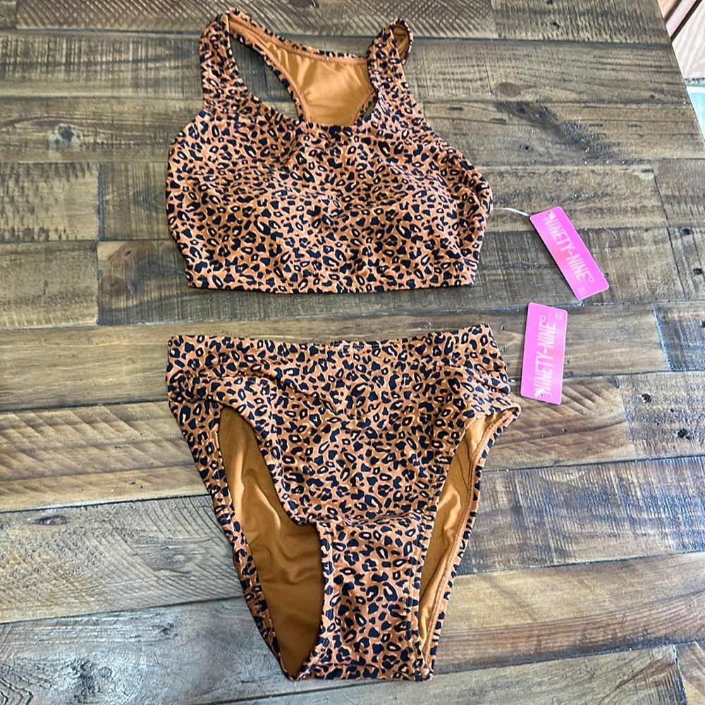 NINETY-NINE DEGREES JUNIORS CHEETAH PRINT BIKINI: BROWN: NWT: SIZE XS (0-1)